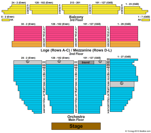 orpheum theatre san francisco seating chart